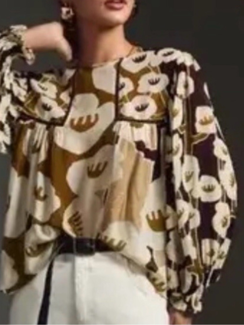 BLANK London Anthropologie Floral Boho Peasant Blouse Size Small